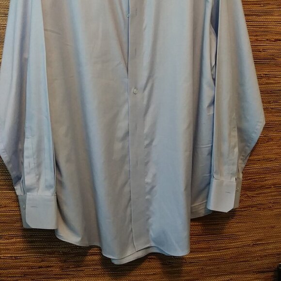 👔 LORENZO UOMO “Perfect White Shirt” Blue Trim Fit Shirt 17.5 / 34-35 - Picture 3 of 10